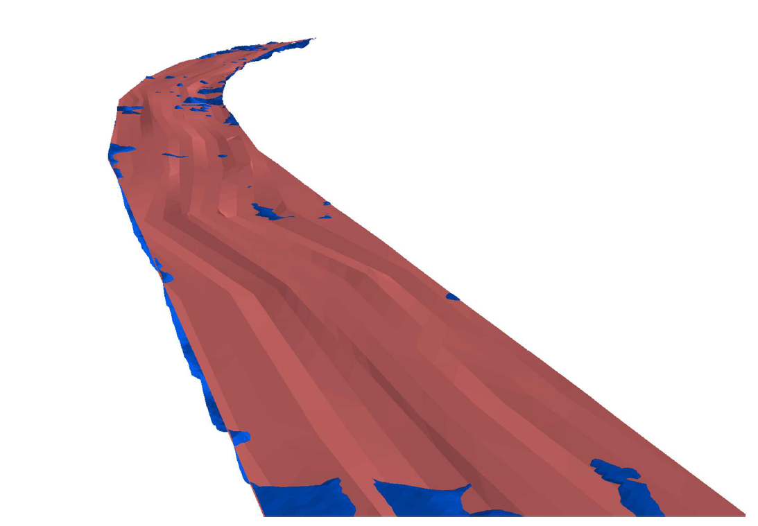 Srovnání výchozího dna a výsledků měření v zájmové části dna řeky Sázavy